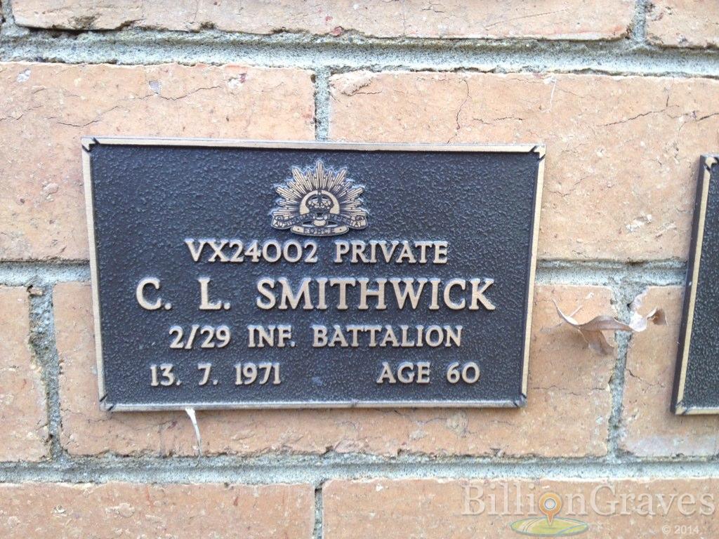 Cedric Leslie Smithwick - memorial