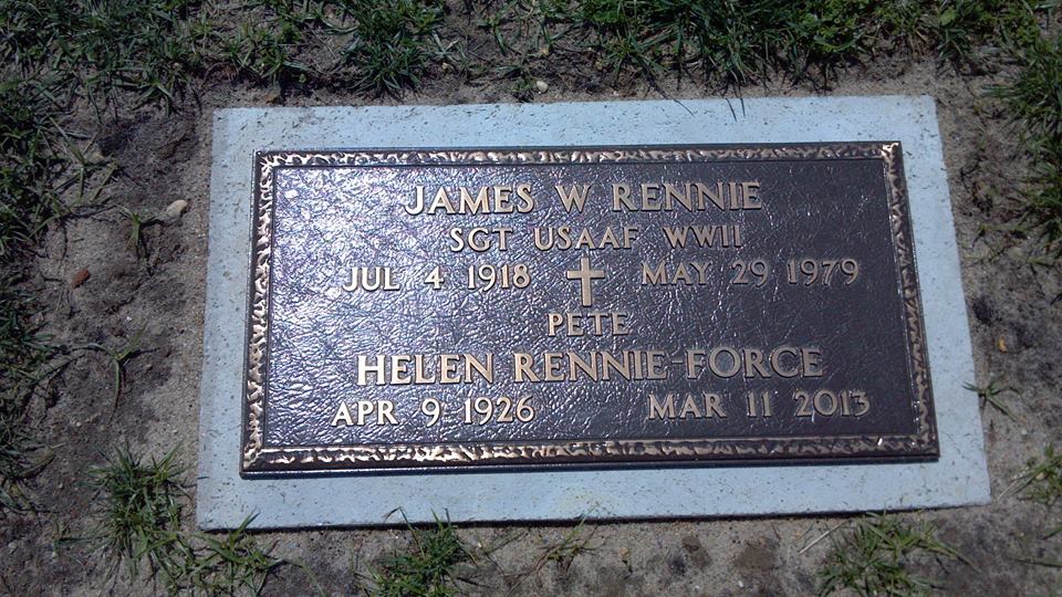 James Rennie and Helen (Kent) Rennie-Force - gravestone
