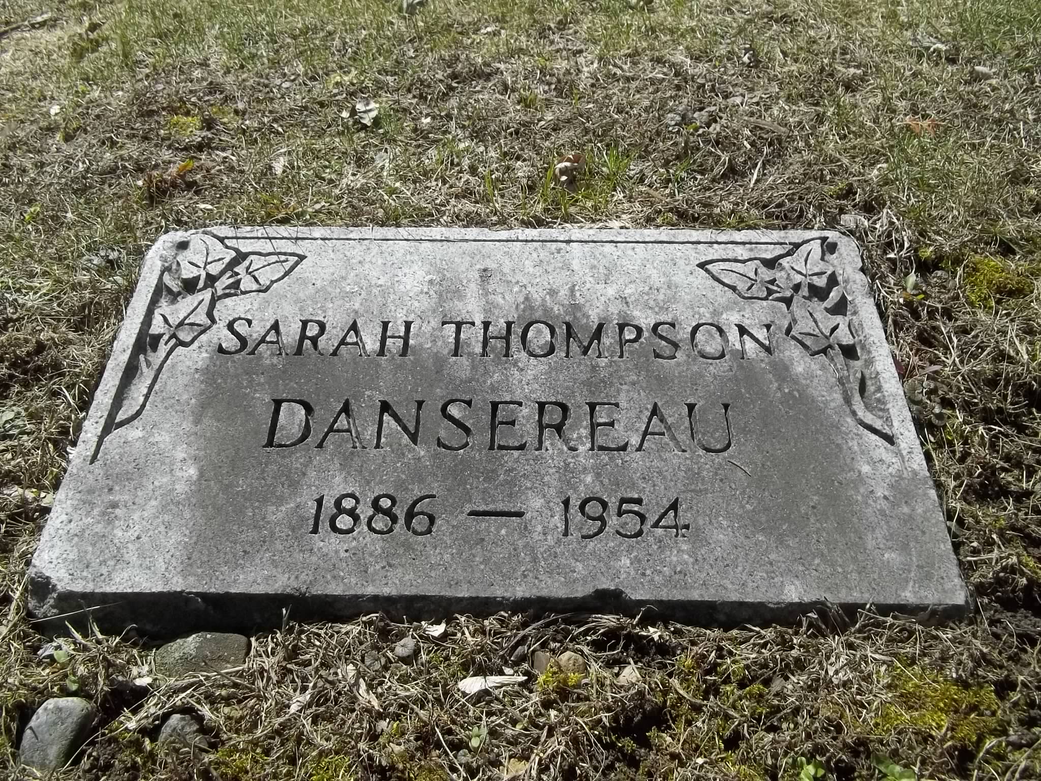 Sarah (Thompson) Dansereau - gravestone