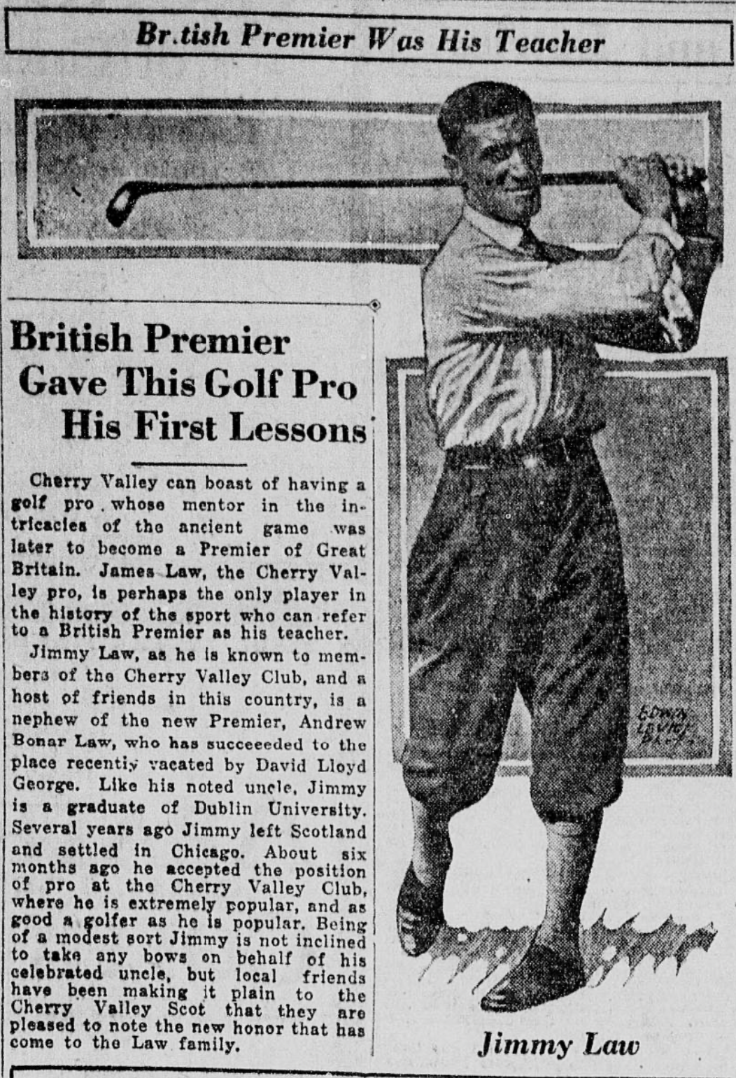 British Premier Gave this Golf Pro His First Lessons